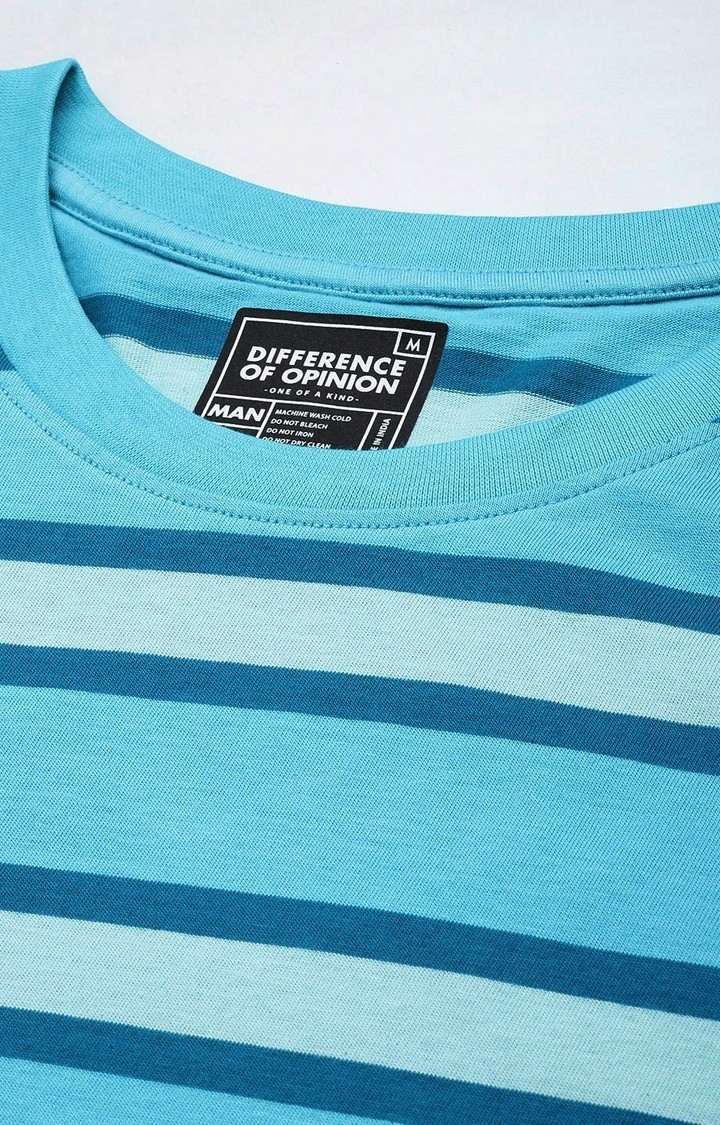 Men's Blue Striped Oversized T-Shirt