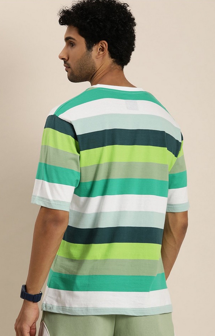 Men's Multicoloured Striped Oversized T-Shirt
