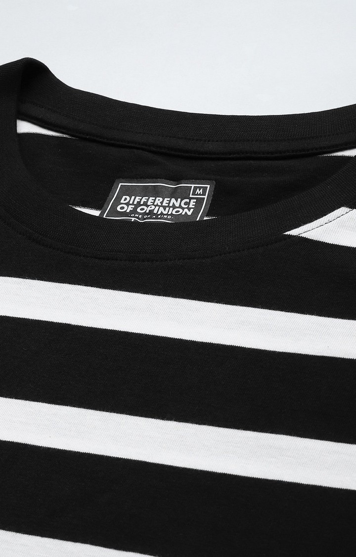 Men's Black & White Striped Oversized T-Shirt