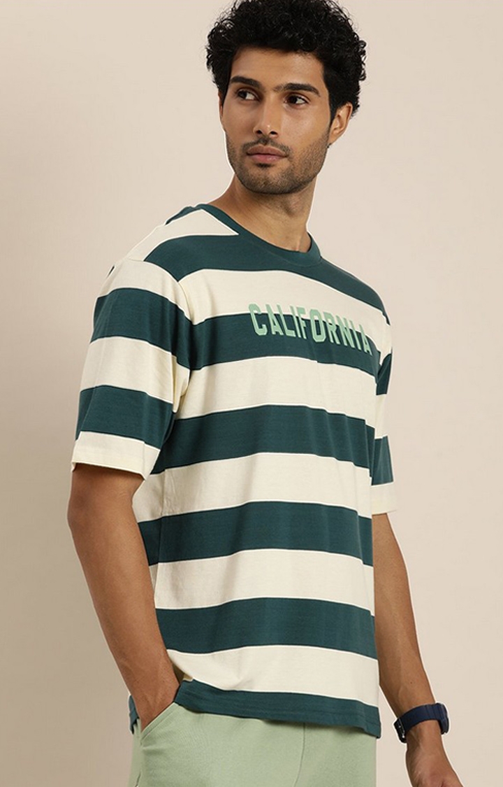 Difference of Opinion | Men's Multicoloured Striped Oversized T-Shirt