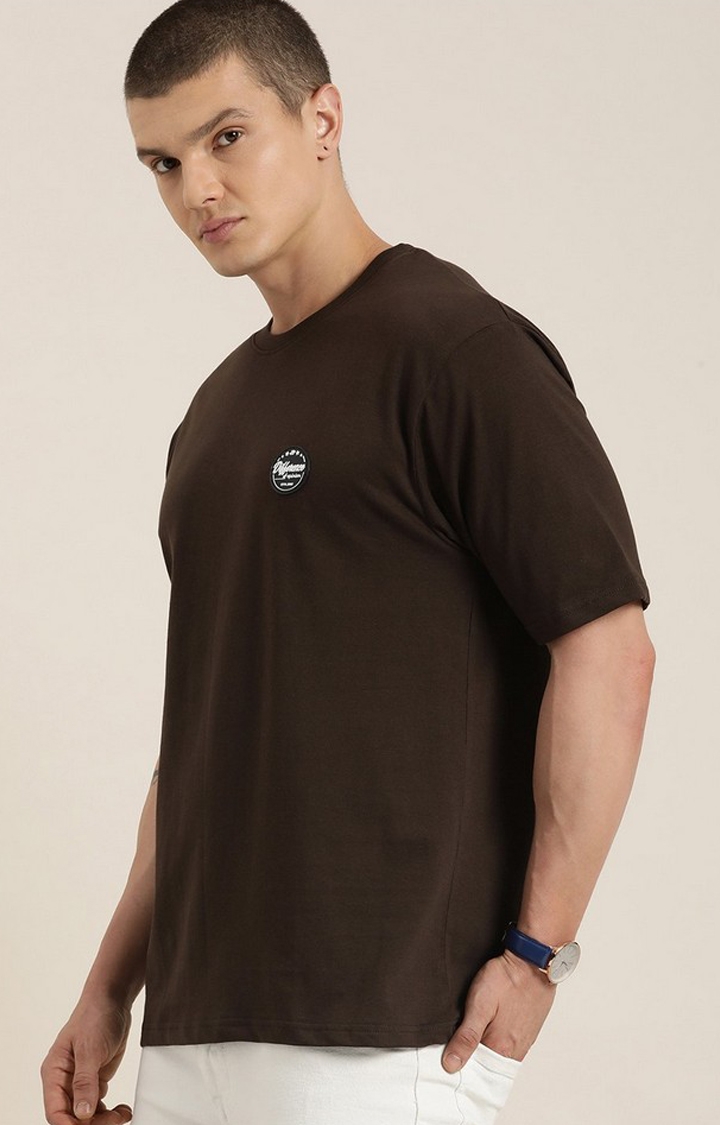 Men's Brown Graphic Oversized T-Shirt
