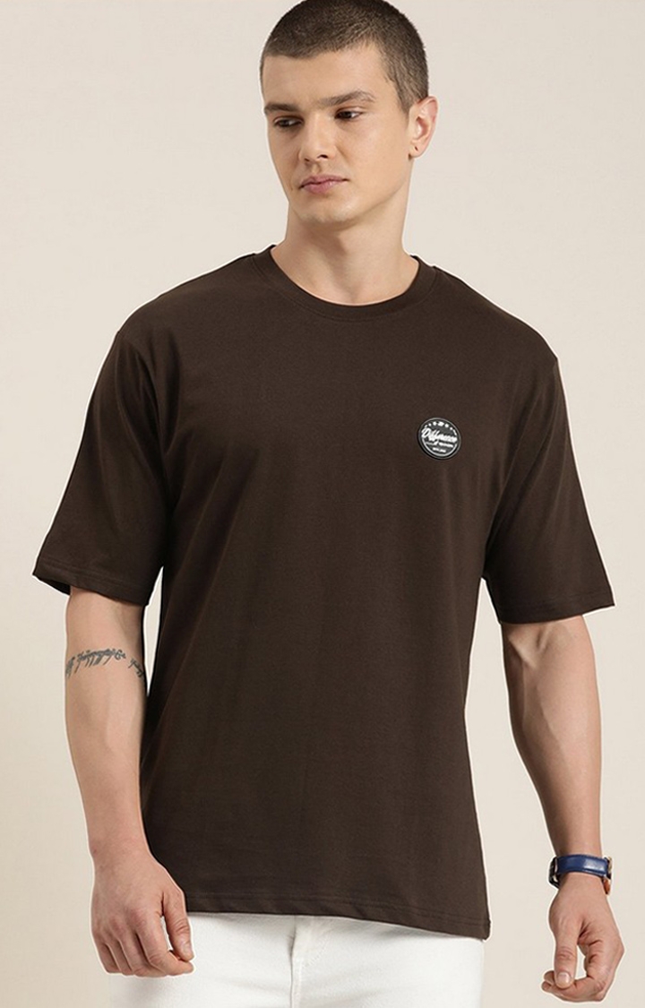 Difference of Opinion | Men's Brown Graphic Oversized T-Shirt