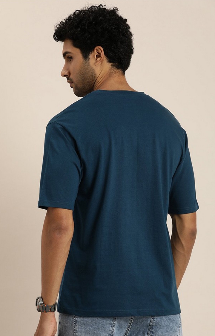 Men's Blue Graphic Oversized T-Shirt