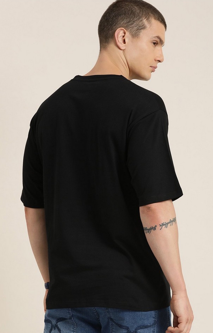 Men's Black Graphic Oversized T-Shirt