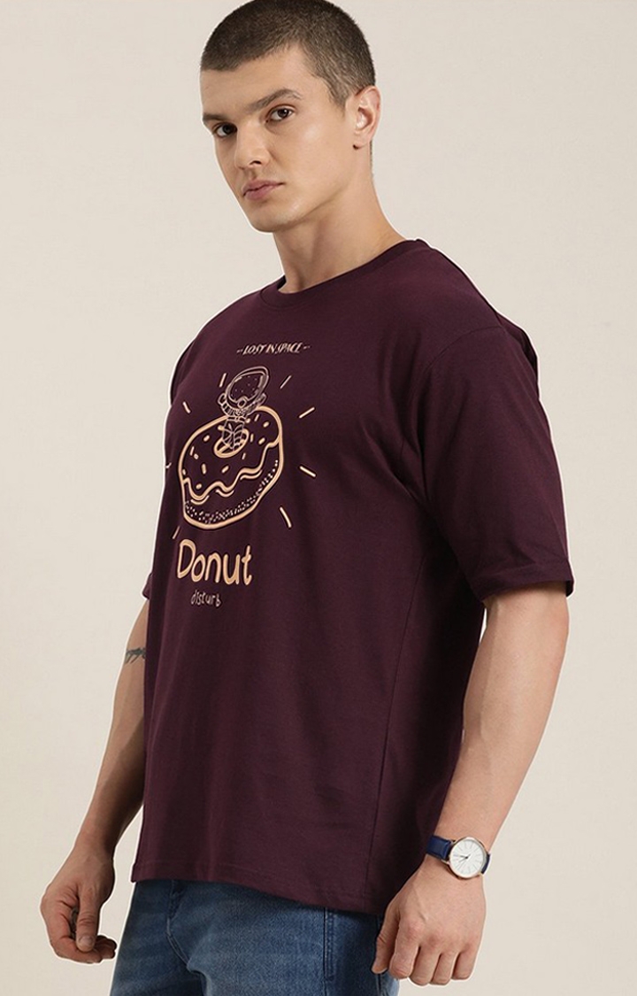 Difference of Opinion | Men's Maroon Graphic Oversized T-Shirt