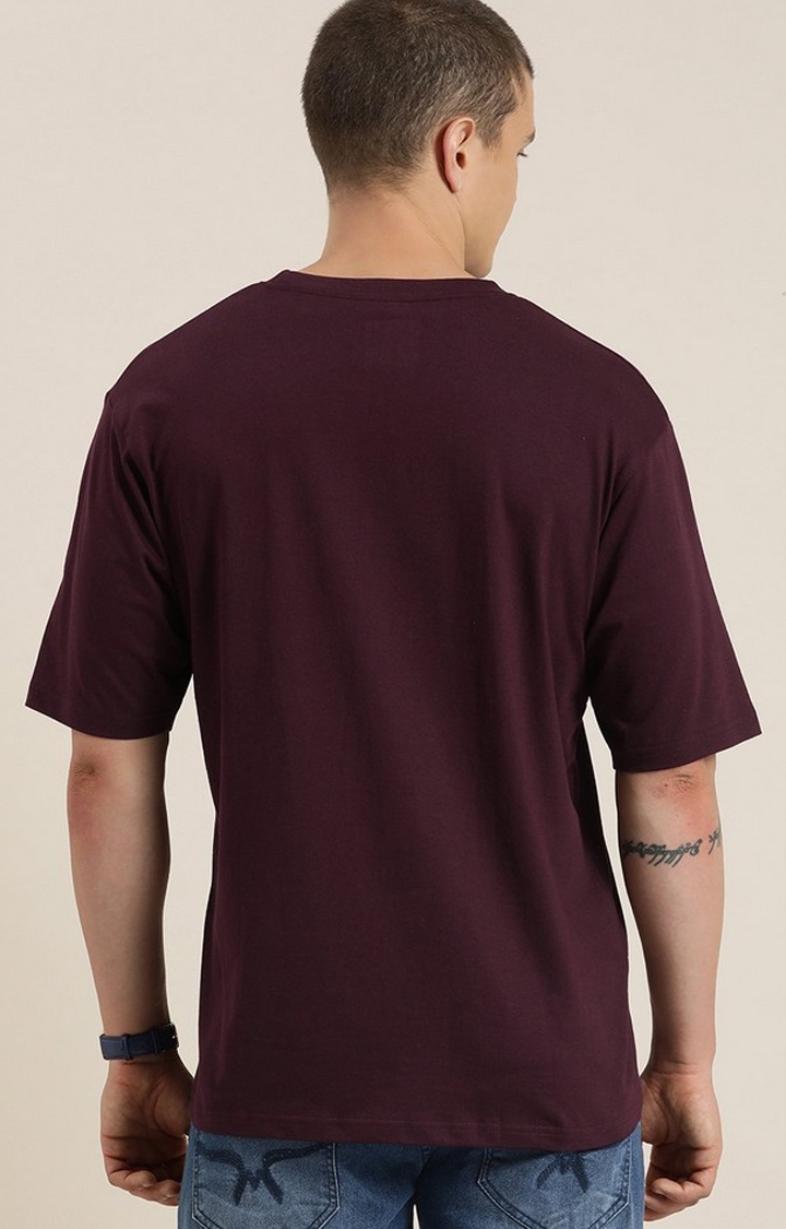 Men's Maroon Graphic Oversized T-Shirt