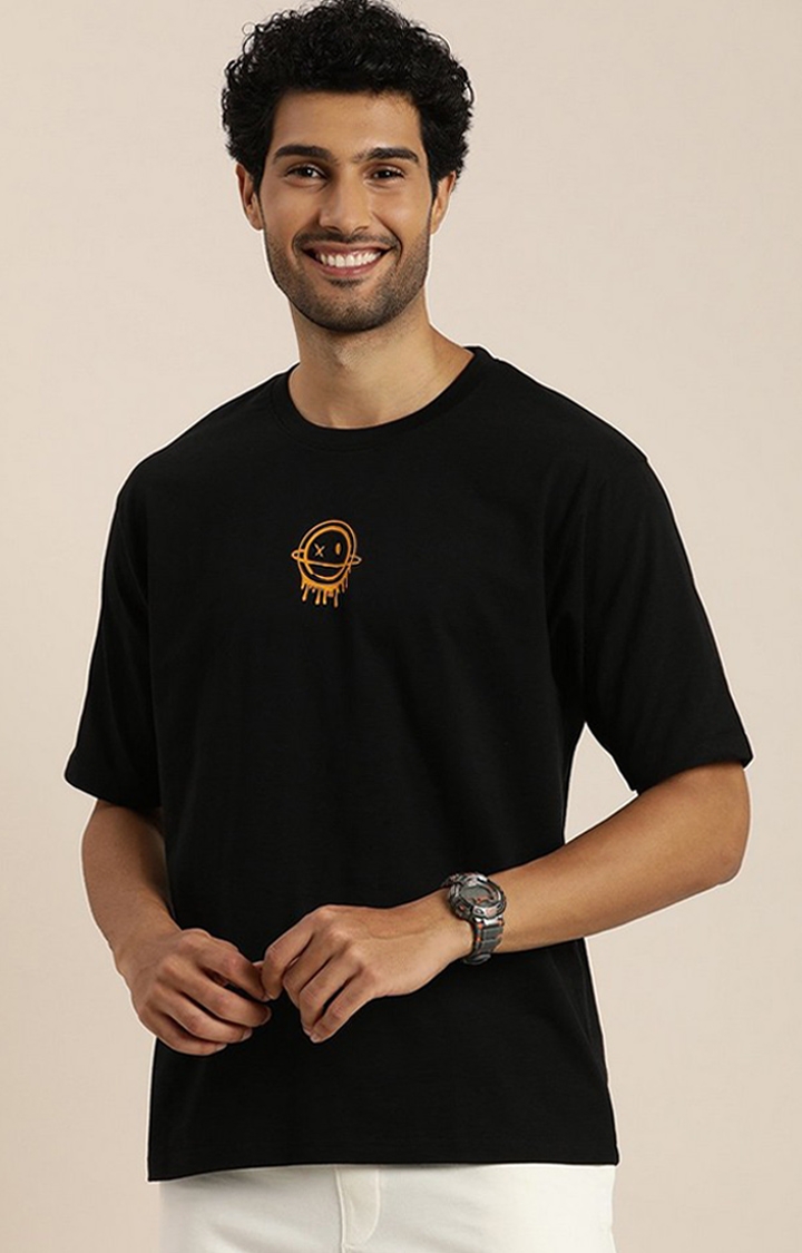 Difference of Opinion | Men's Black Graphic Oversized T-Shirt