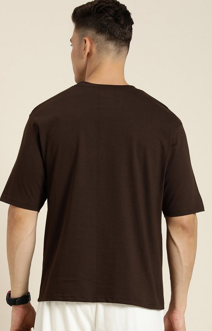 Men's Brown Graphic Oversized T-shirt