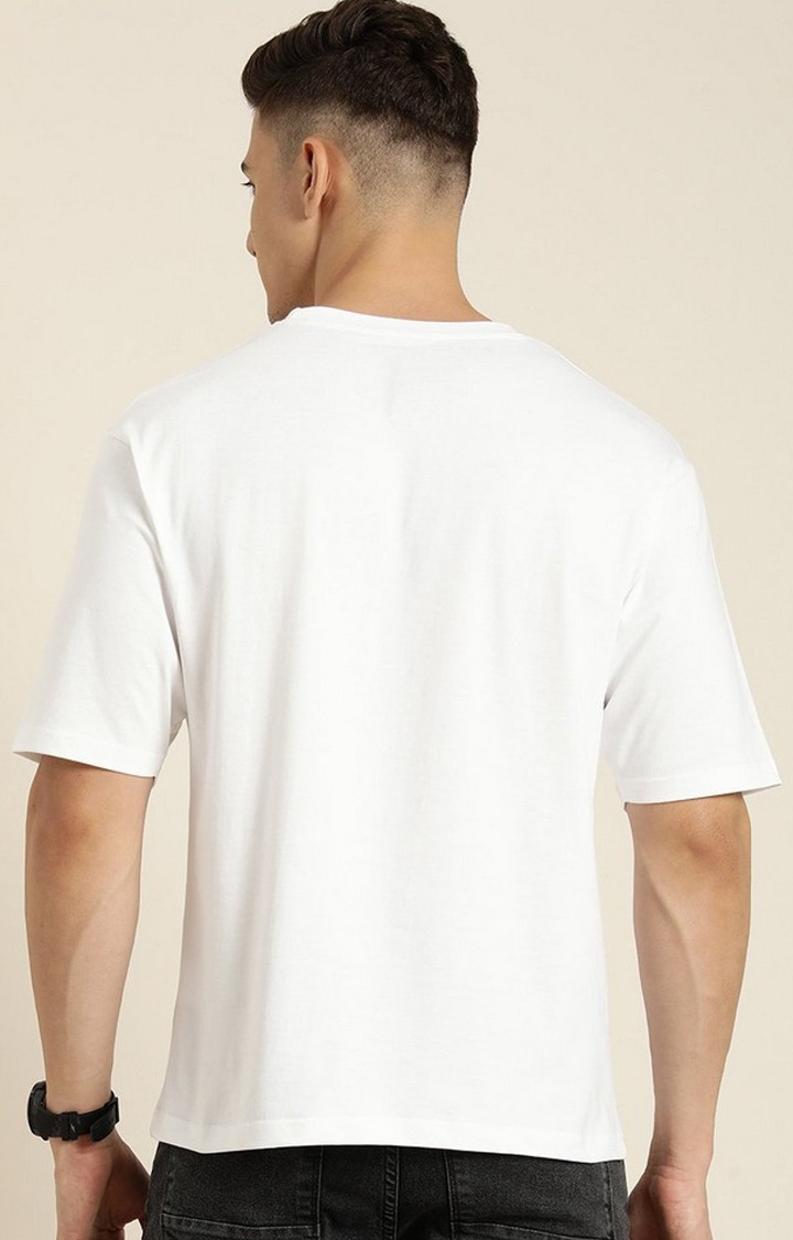 Men's White Graphic Oversized T-shirt