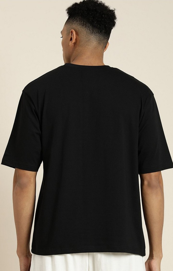 Men's Black Graphic Oversized T-shirt