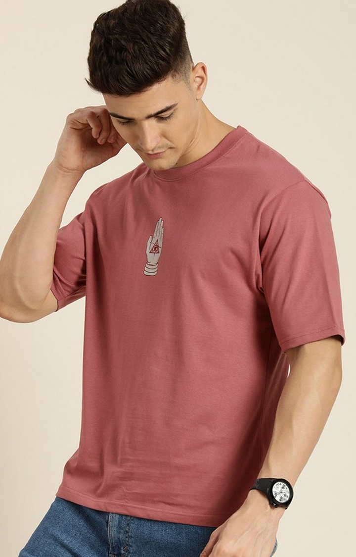 Men's Pink Graphic Oversized T-shirt