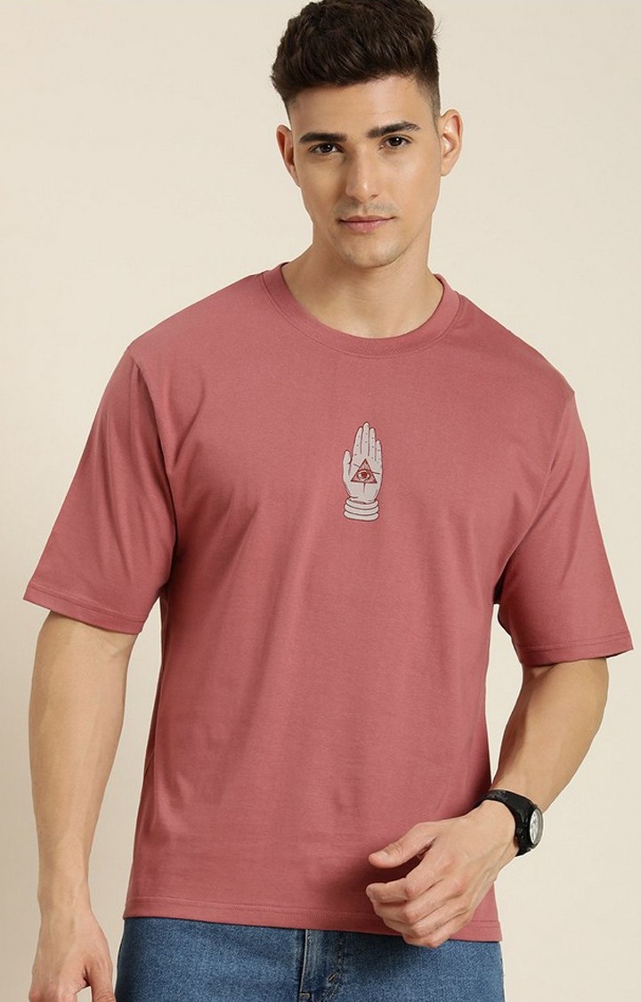 Men's Pink Graphic Oversized T-shirt