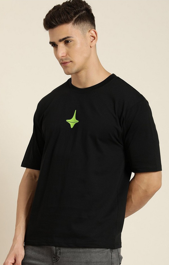 Men's Black Graphic Oversized T-shirt