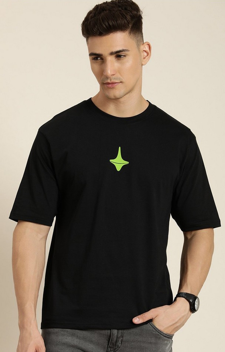 Men's Black Graphic Oversized T-shirt