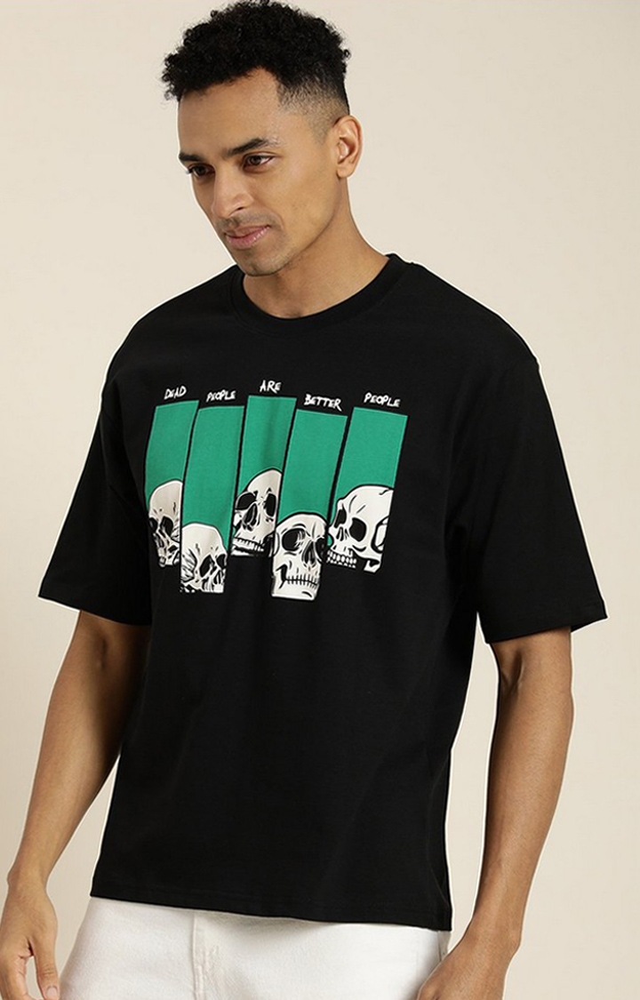 Difference of Opinion | Men's Black Graphic Oversized T-shirt