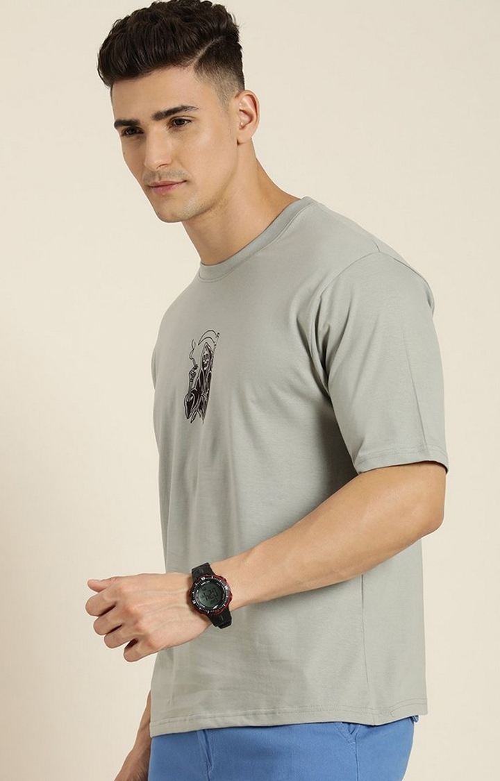 Men's Grey Graphic Oversized T-shirt