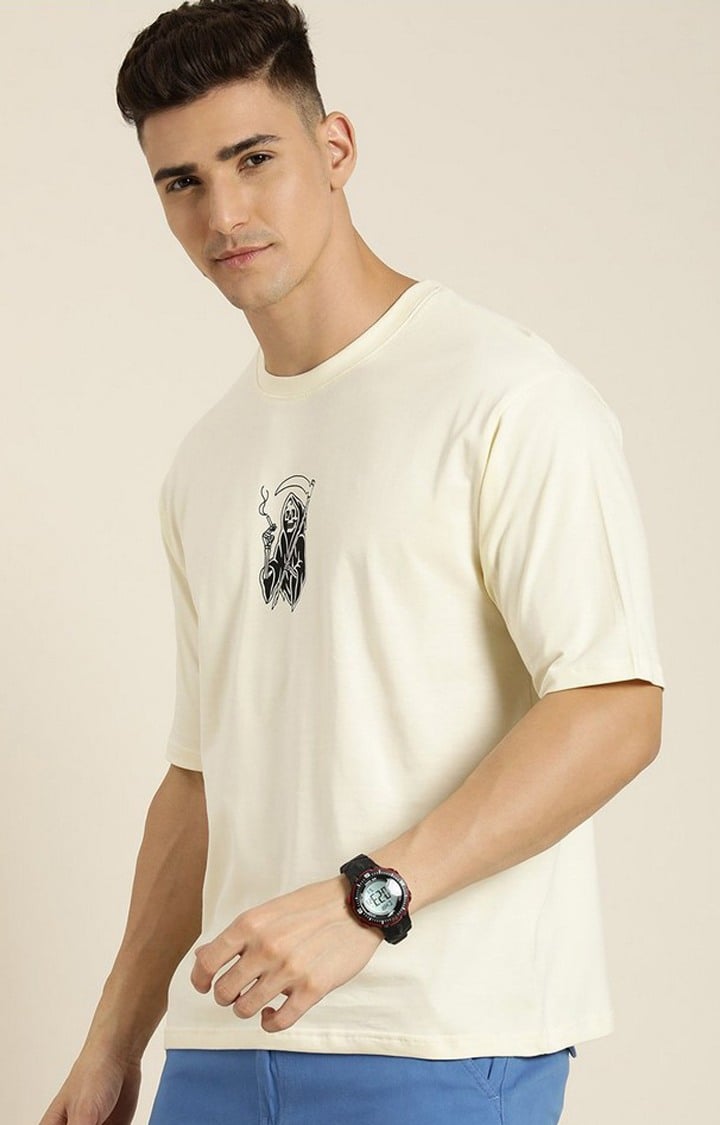 Men's Off White Graphic Oversized T-shirt