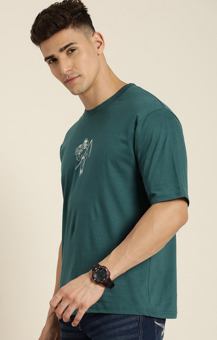 Men's Green Graphic Oversized T-shirt
