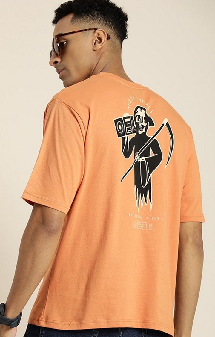 Difference of Opinion | Men's Brown Graphic Oversized T-shirt