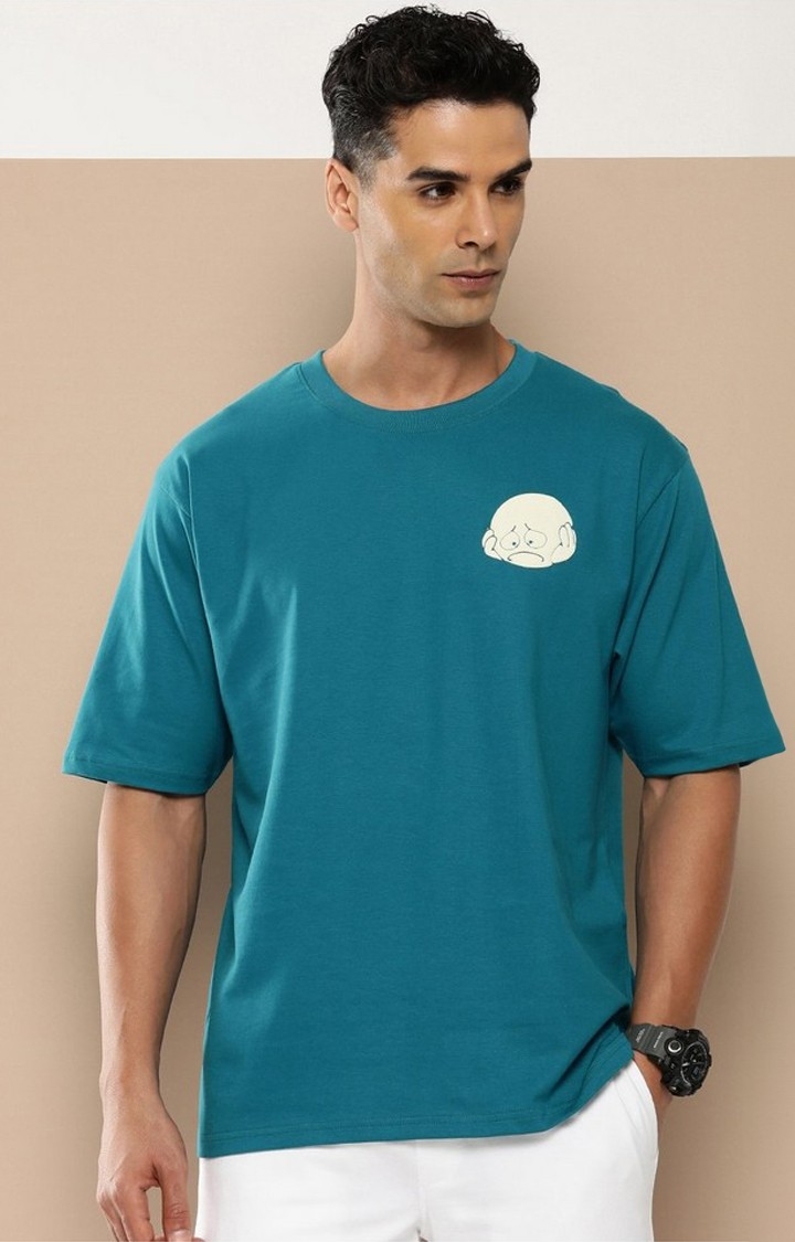 Men's  Blue Graphic Boxy T-Shirt