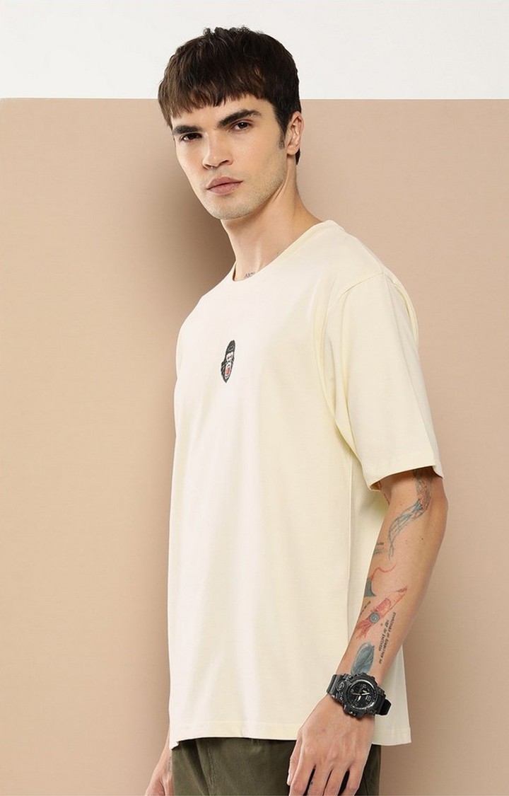 Men's  Off White Graphic Oversized T-Shirt