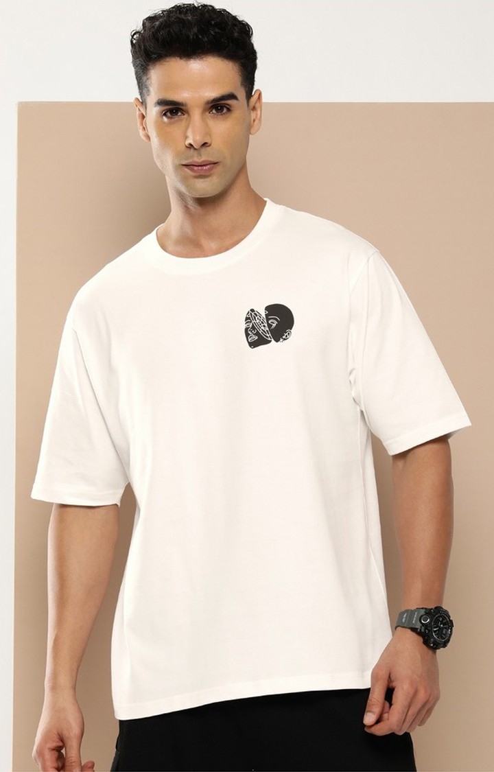 Men's  Off White Graphic Boxy T-Shirt