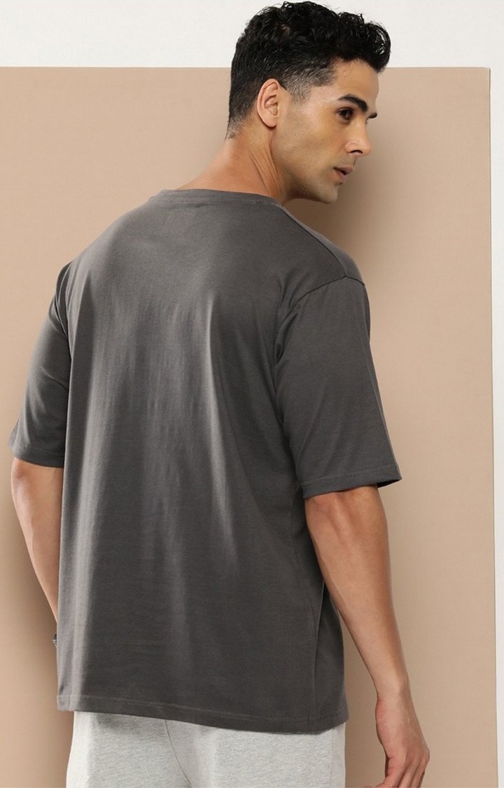 Men's  Grey Graphic Boxy T-Shirt