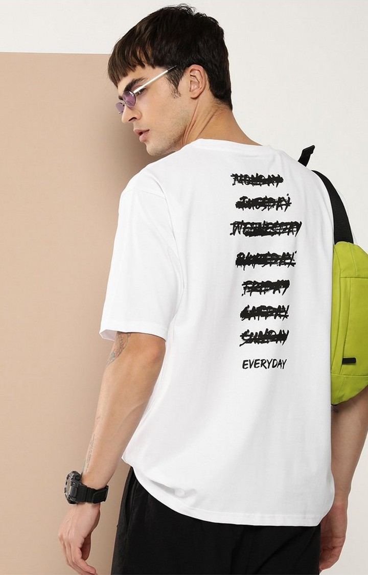 Men's  White Graphic Oversized T-Shirt
