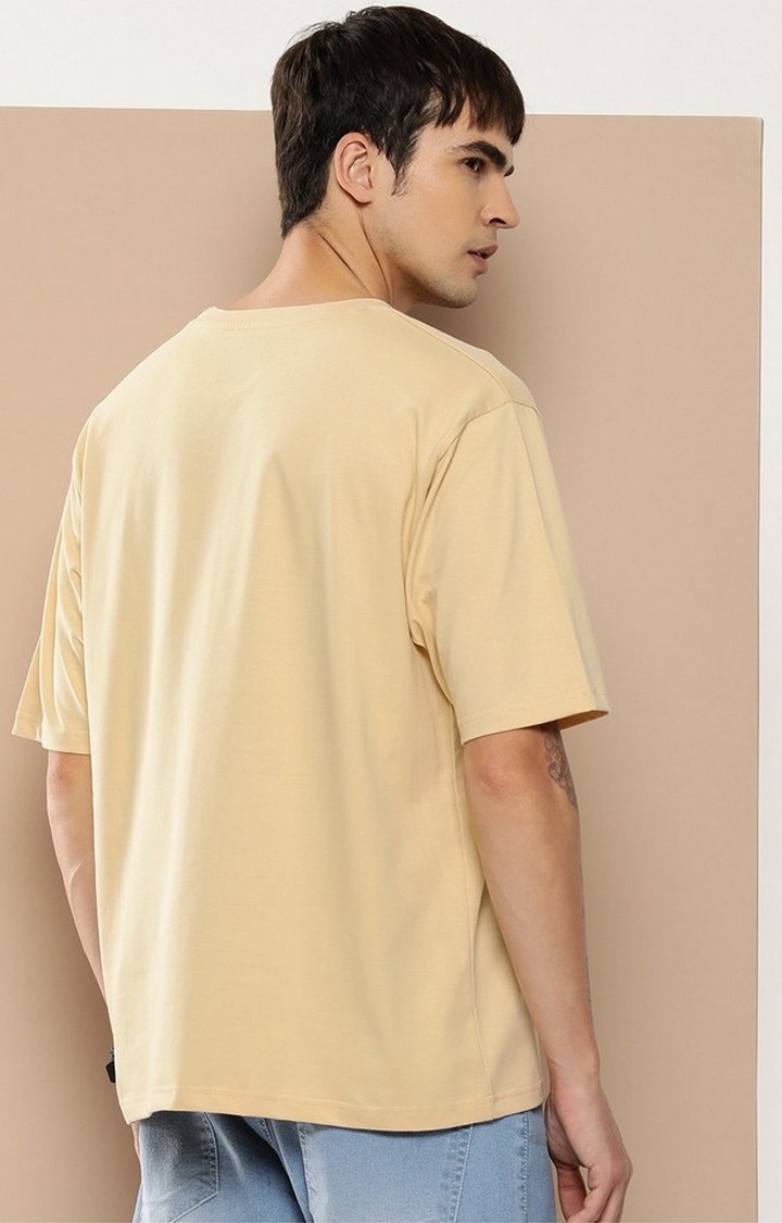 Men's  Beige Graphic Oversized T-Shirt