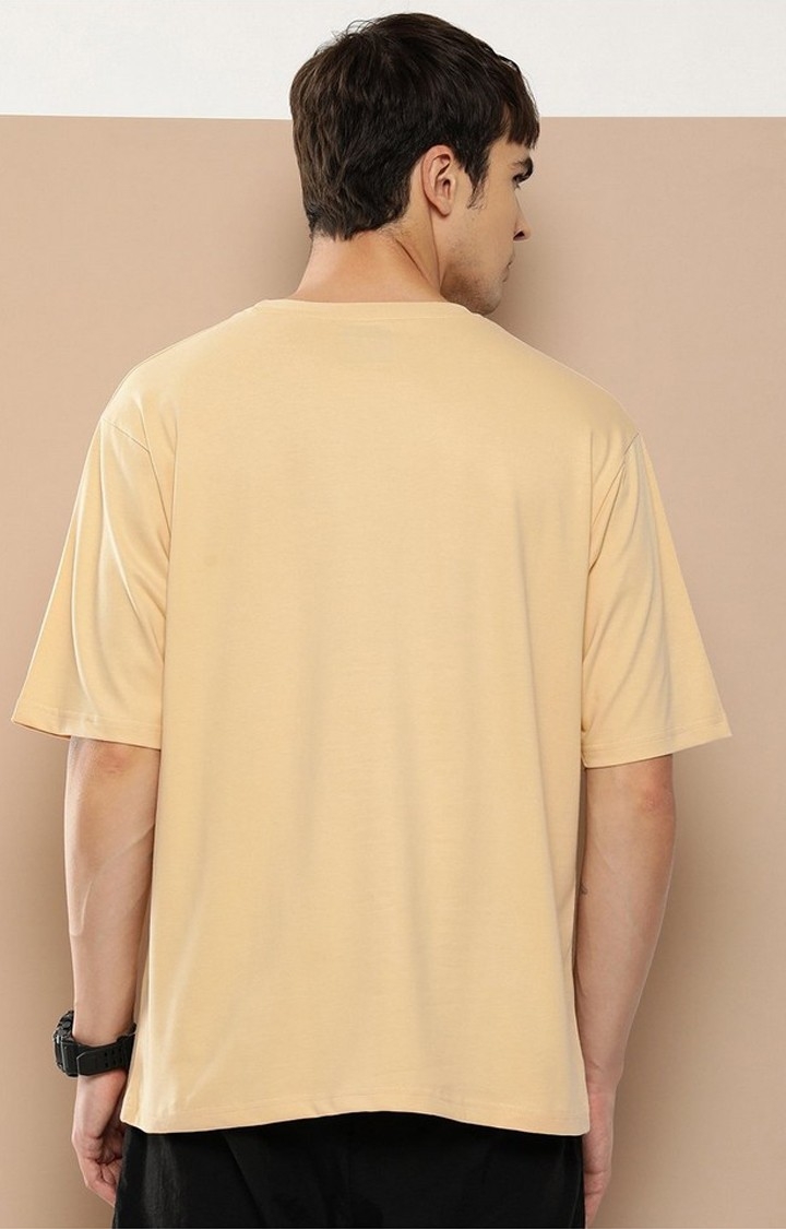 Men's  Beige Graphic Boxy T-Shirt