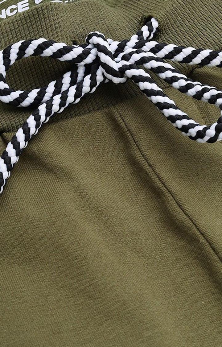 Men's Green Cotton Solid Casual Joggers
