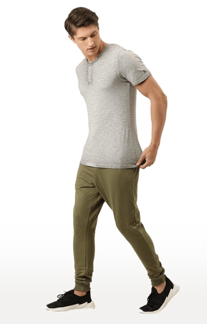 Men's Green Cotton Solid Casual Joggers