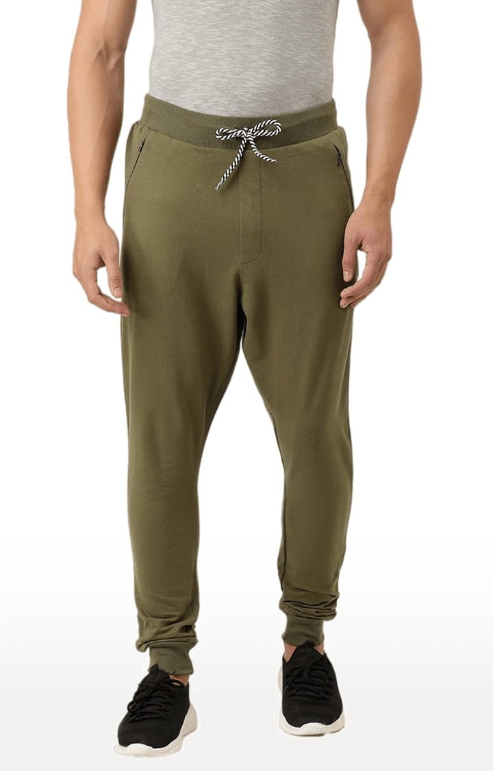 Difference of Opinion | Men's Green Cotton Solid Casual Joggers