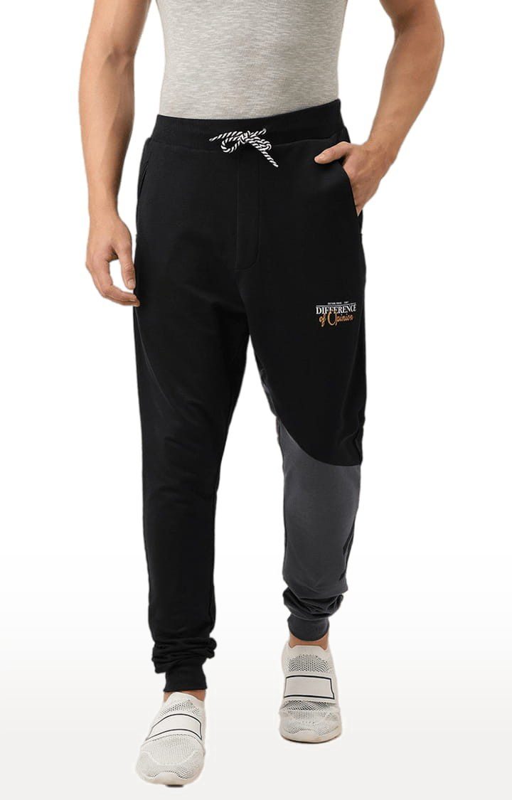 Difference of Opinion | Men's Black Cotton Colourblock Casual Joggers 0