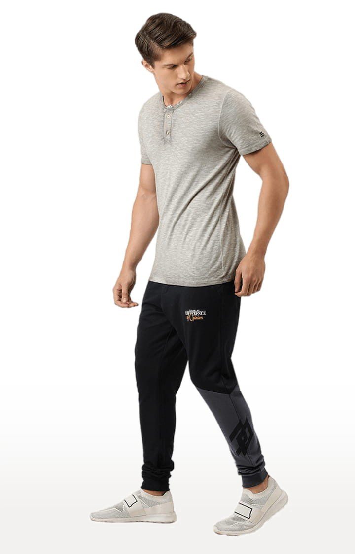 Difference of Opinion | Men's Black Cotton Colourblock Casual Joggers 1