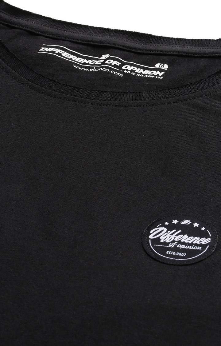 Men's Black Cotton Solid Regular T-Shirt
