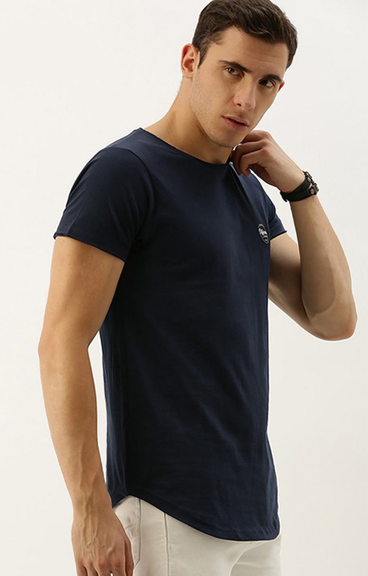 Difference of Opinion | Men's Navy Cotton Solid Regular T-Shirt 2