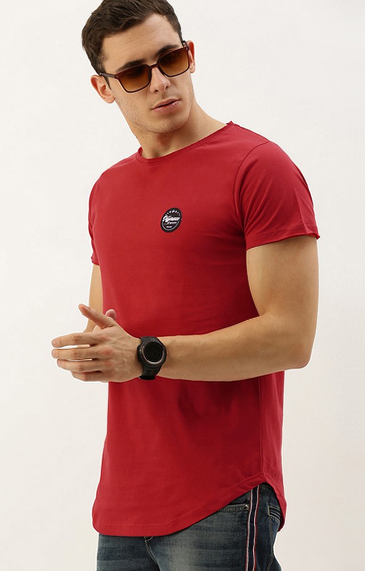 Difference of Opinion | Men's Red Cotton Solid Regular T-Shirt 2
