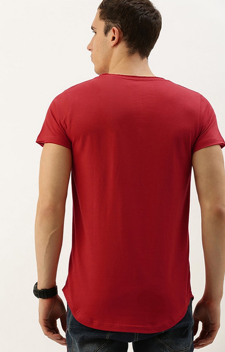 Difference of Opinion | Men's Red Cotton Solid Regular T-Shirt 3