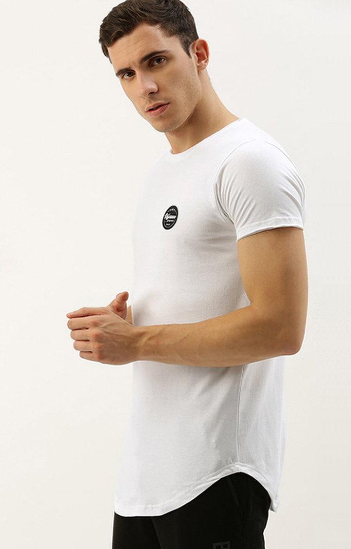 Men's White Cotton Solid Regular T-Shirt