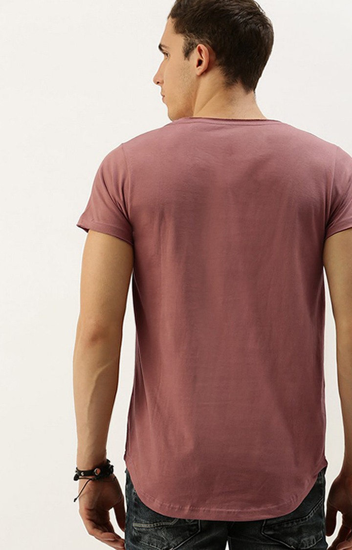 Men's Pink Cotton Solid Regular T-Shirt