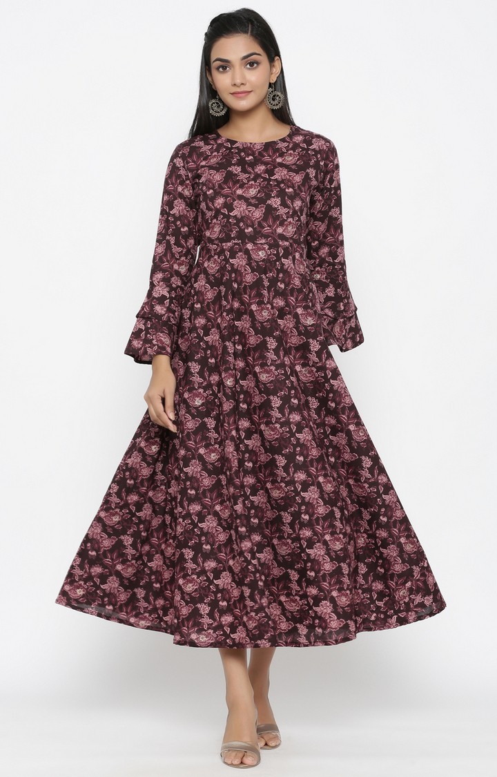 Miravan cotton printed anarkali kurta for women's / girls 