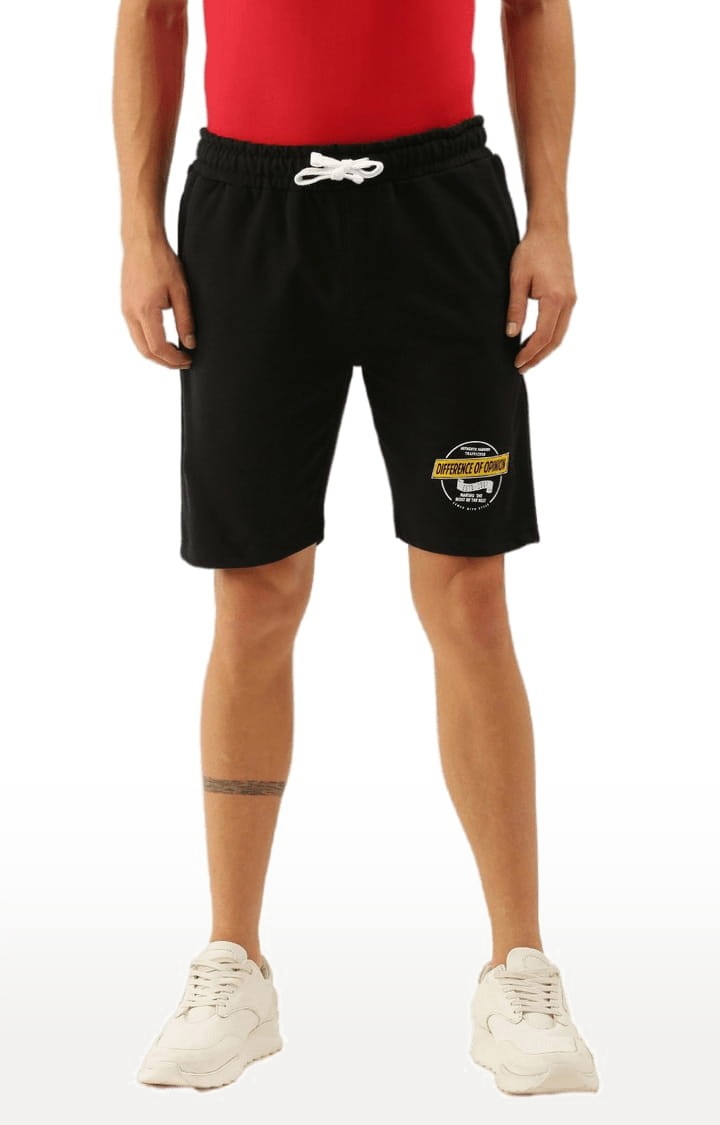 Difference of Opinion | Men's Black Cotton Printed Activewear Short 0
