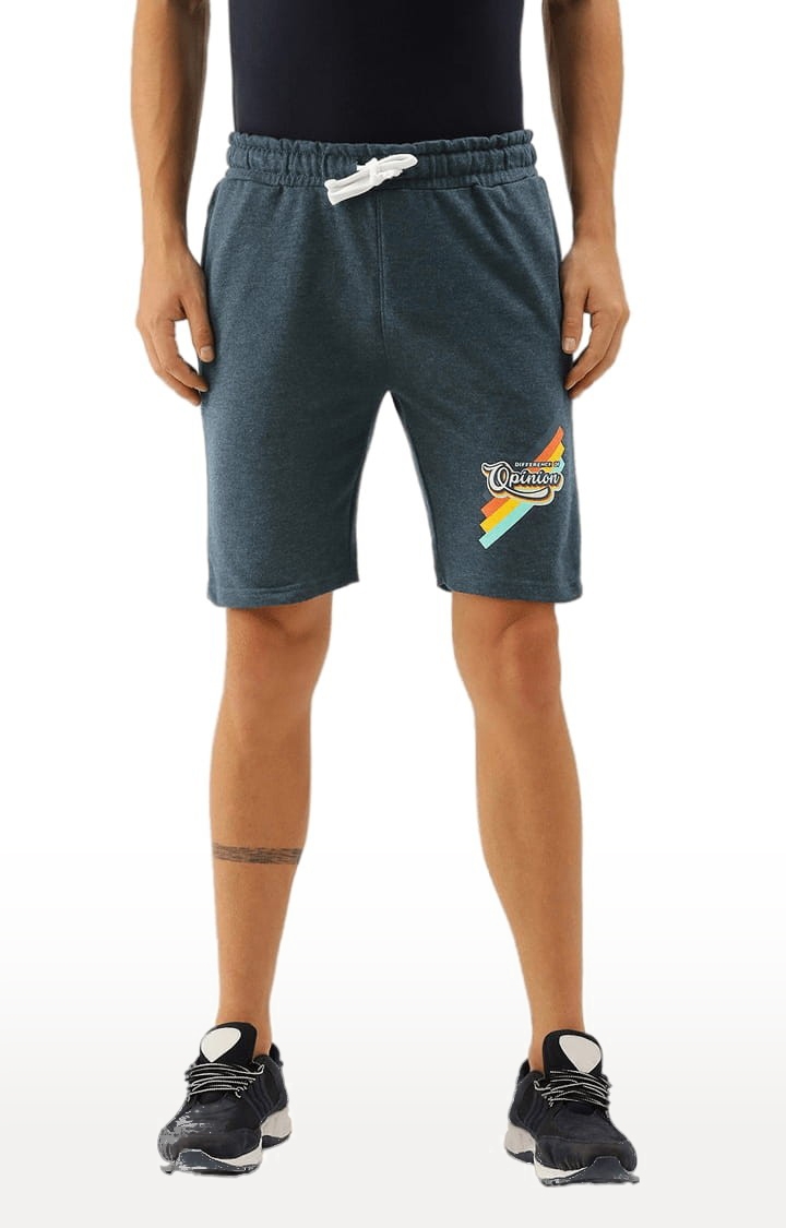 Difference of Opinion | Men's Blue Cotton Printed Activewear Short