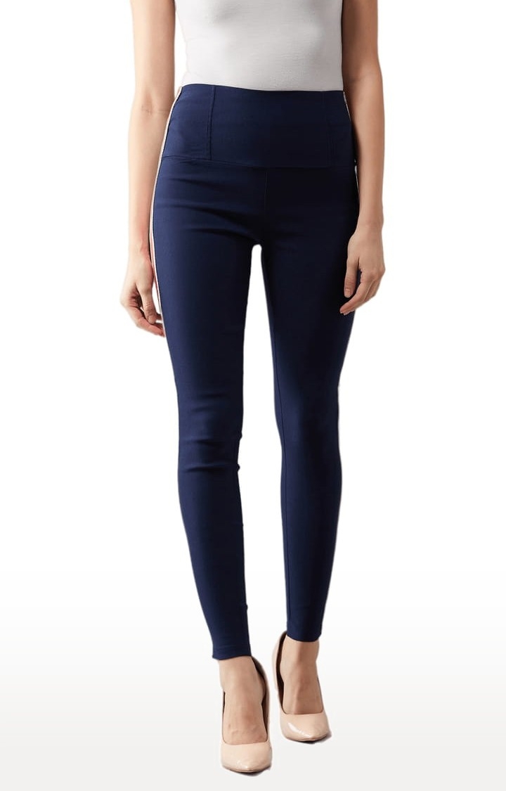 Dolce Crudo | Women's Navy Blue Polyester Solid Jegging