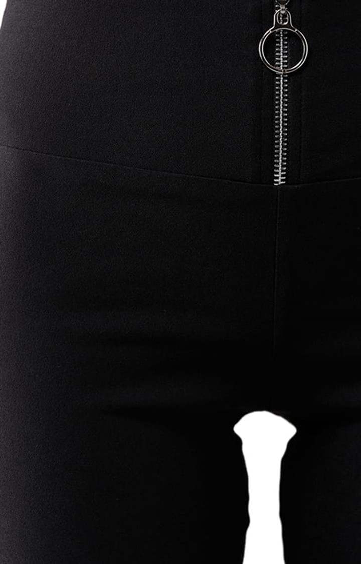 Women's Black Polyester Solid Jegging