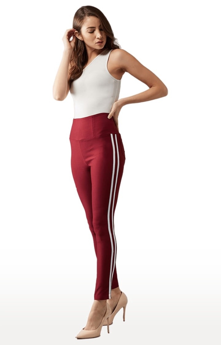 Dolce Crudo | Women's Maroon Polyester Solid Jegging 1