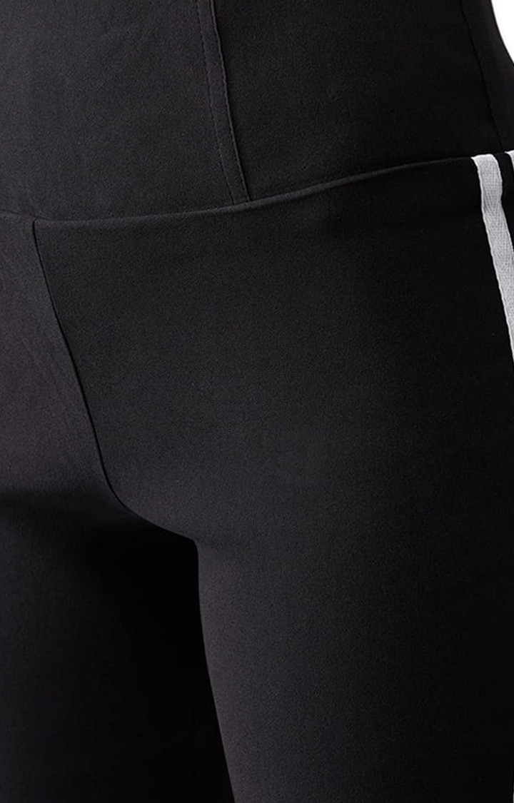 Women's Black Polyester Solid Jegging