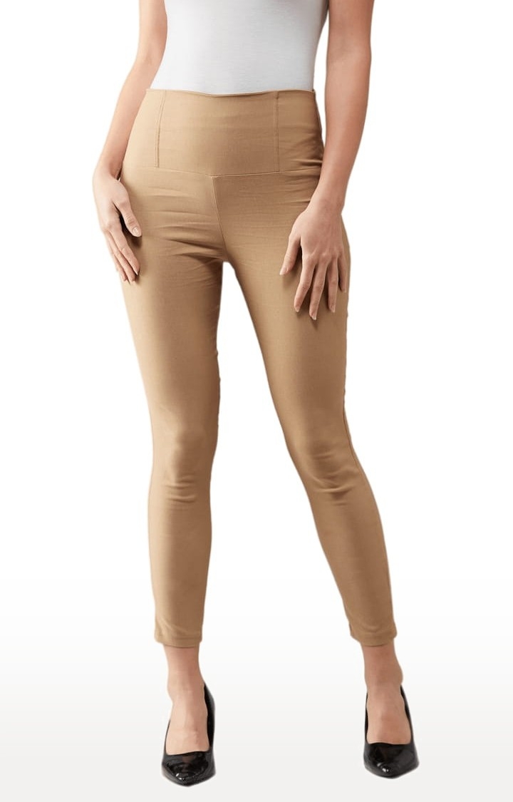 Dolce Crudo | Women's Beige Polyester Solid Jegging