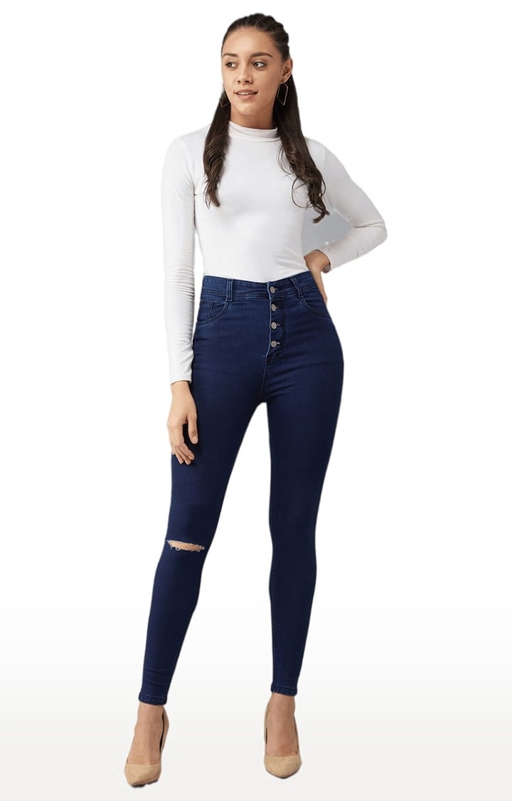 Buy Glossia Fashion Navy Blue Slim Fit Jeans for Women High Waist Ankle  Length Skinny Stretchable Denim (Size - 26) -5105N at Amazon.in